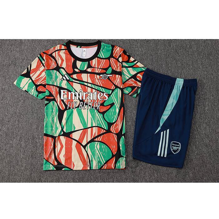 Tuta da Track Arsenal Manica Corta 2024-2025 Rosso Verde - Pantaloncini
